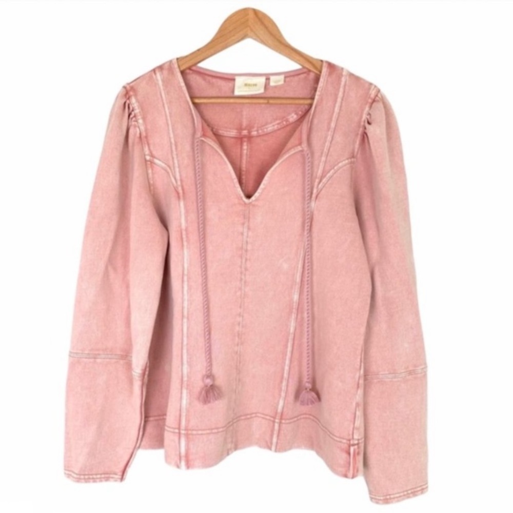 MAEVE by ANTHROPOLOGIE Jeanne Puff Sleeve Sweatshirt MEDIUM